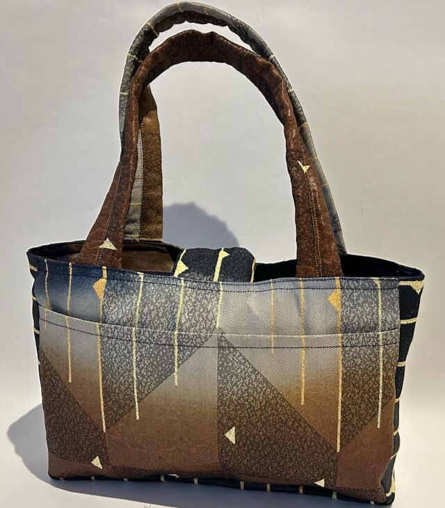 着物リメイク☆日傘とバッグのセット♡（小紋、更紗、鳥、花、灰茶、竹）ハンドメイド fc49ccceb2afbaa3adffc2403a6a31