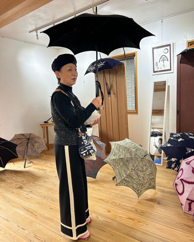 雪ん子　蚊絣手作り日傘 雪ん子 蚊絣 手作り日傘